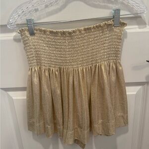 QUEEN OF SPARKLES Gold Bubble Smocked Mini Shorts